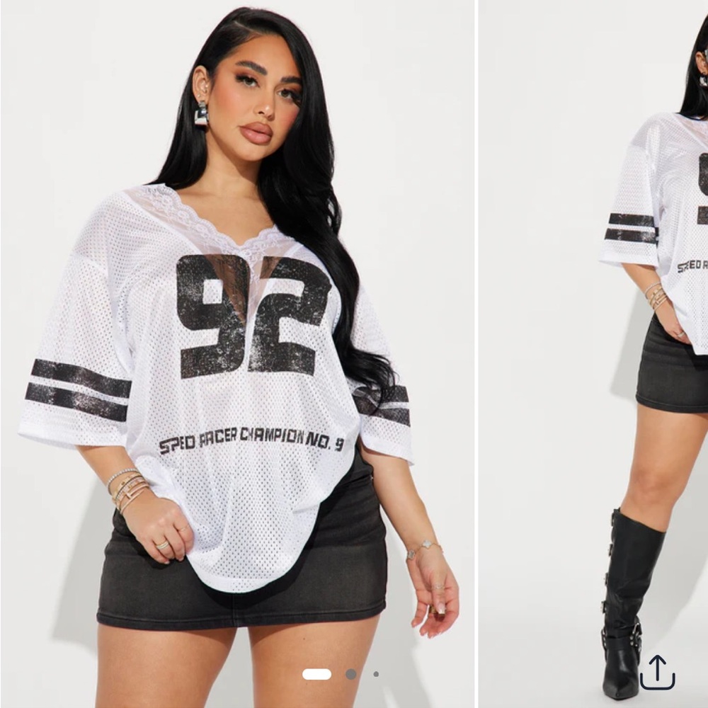 Fashion Nova White Lace Jersey Tee